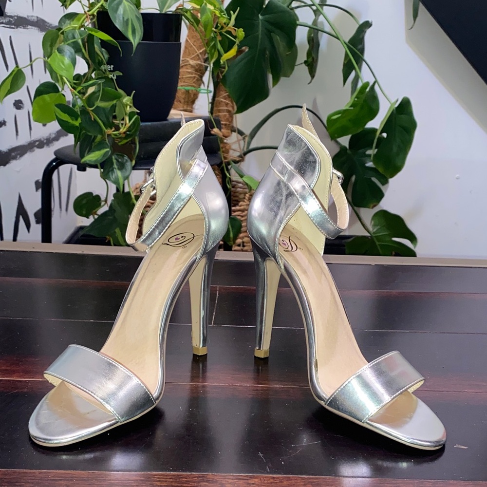 Silver High Heel Sandals